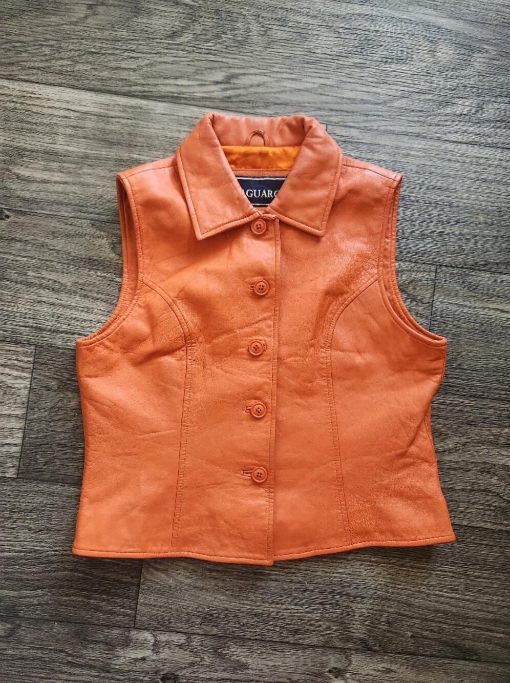 Vintage 90s Saguaro Orange Leather Vest Size Medium